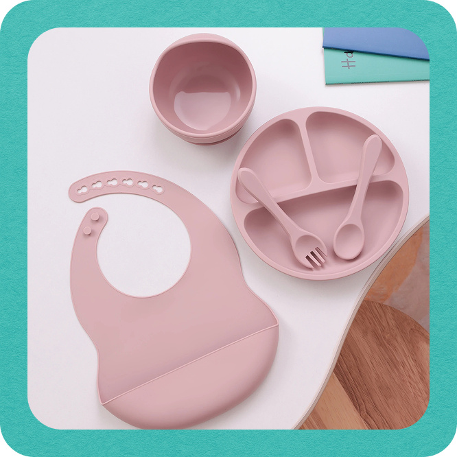 MUNCHYSET - silikonowy zestaw do karmienia dla niemowląt